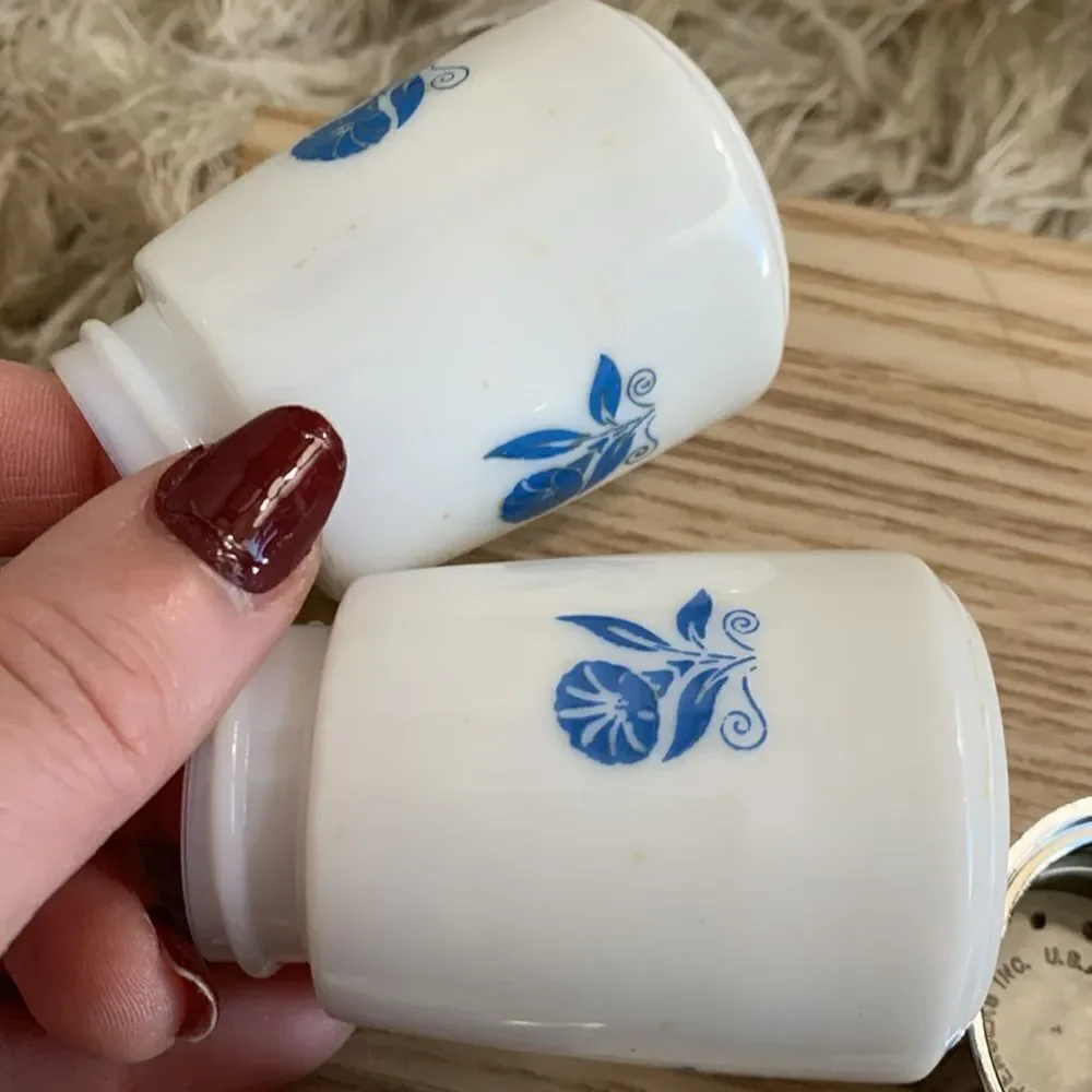 Vintage Santa Barbara Dispensers Dripcut Starline White With Blue Floral‎ Design